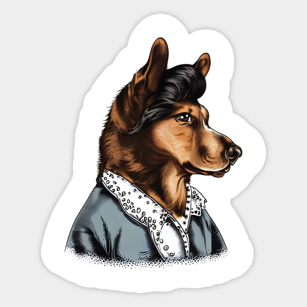 The 70s Rock Star Dog Sticker by Calisi